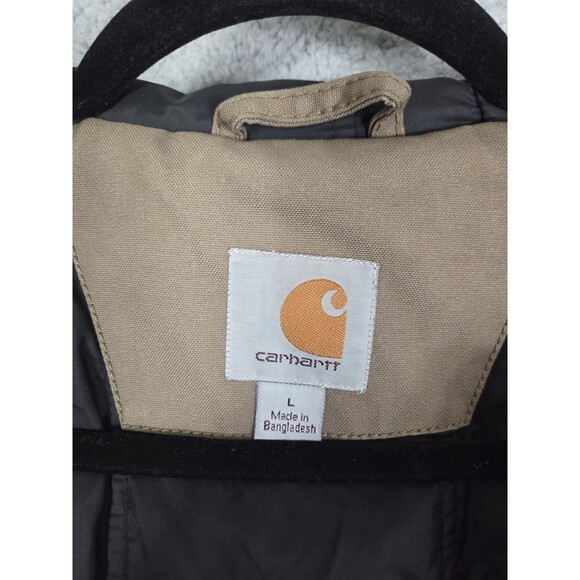 Carhartt Jacket Mens Large Brown Hooded Canvas Quick Duck Full Zip Workwear Coat - Picture 14 of 15